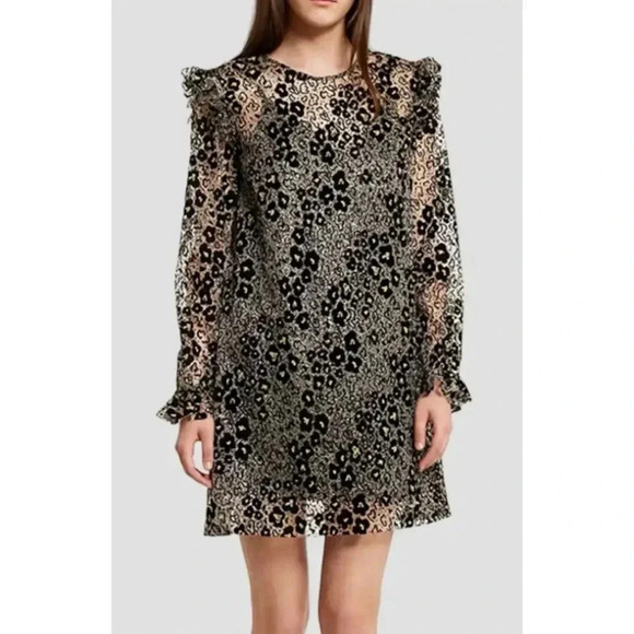 Opening Ceremony Glittered Flocked Corded Lace Mini Dress Size 4 - Picture 13 of 14